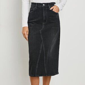 RAILS Denim Highland Midi Skirt in Spellbound High Waisted Black